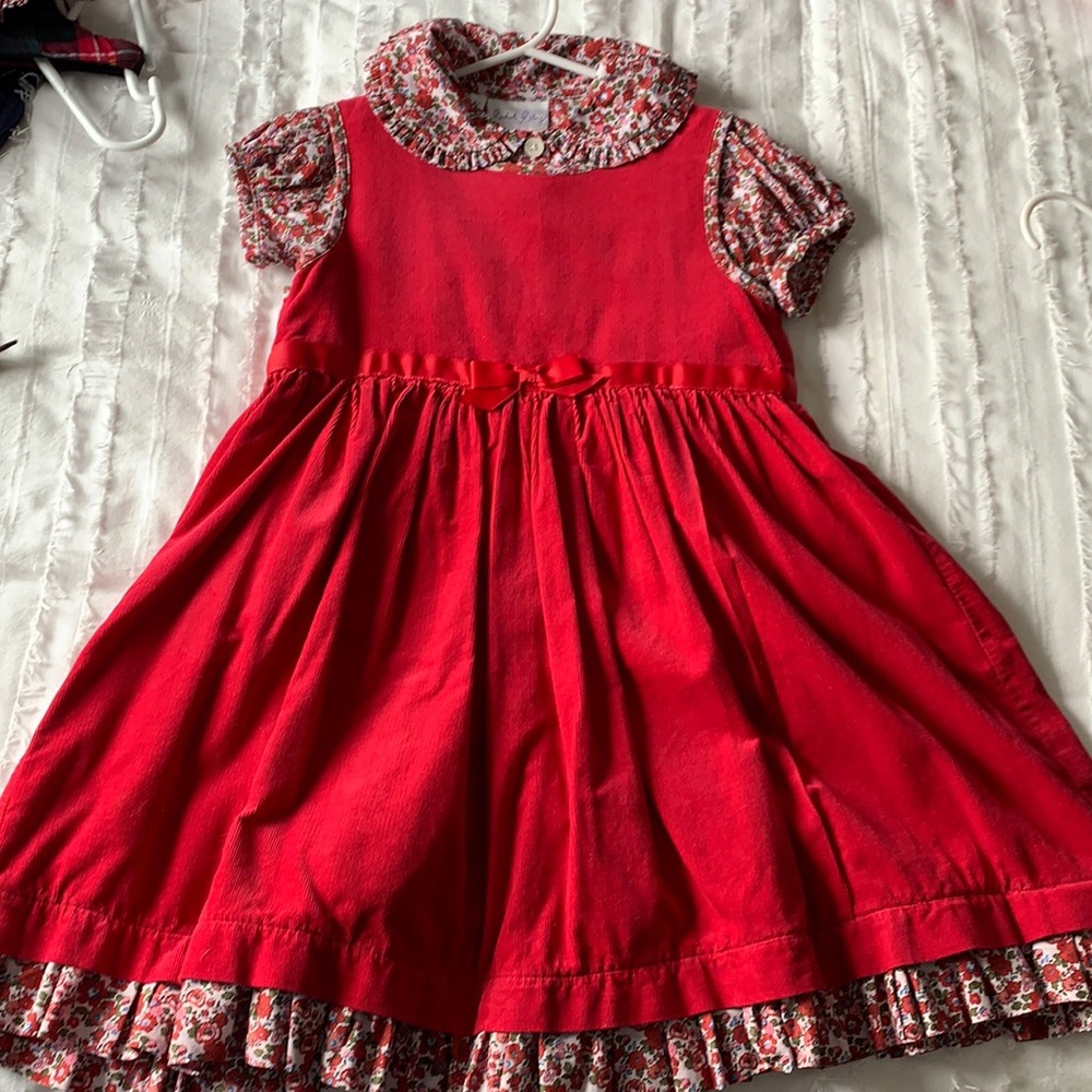 Rachel Riley Corduroy Girls Dress with Undershirt